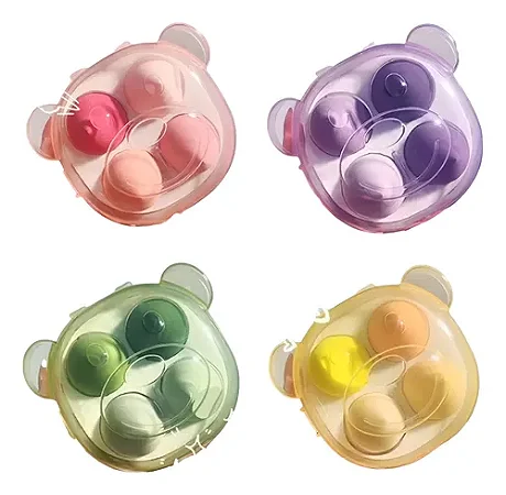 Central Beauty - Kit 4 esponjas com case ursinho