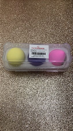 Central Beauty - Trio de esponjas para maquiagem com case