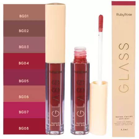 Ruby Rose -  Batom liquido Glass Soft Blur BG01 HB 579