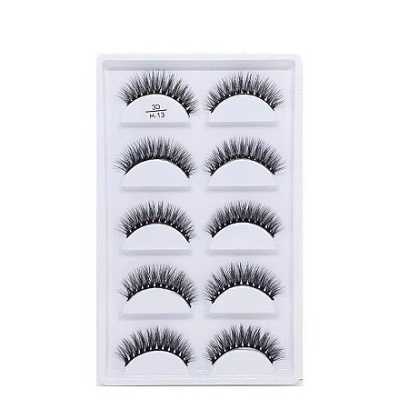 Cilios - Cartela com 05 pares modelo H13 Cat