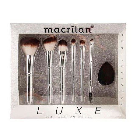 Macrilan - Kit 6 Pincéis e 1 Esponja Luxe ED002