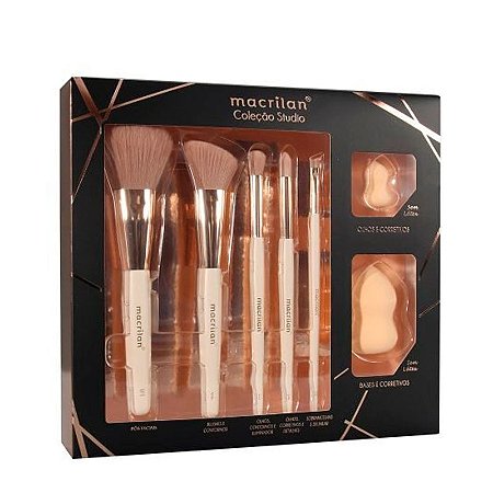 Macrilan - Kit com 5 Pincéis e 2 Esponjas Coleção Studio CS100