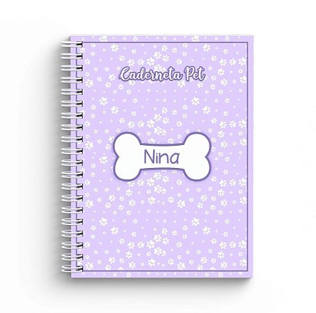 Caderneta de Vacinação Pet Personalizada - Lilás com Patinhas