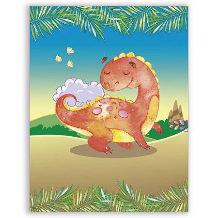 Faixa Lateral - Dinossauro Cute Aquarela - Sublimado 3D