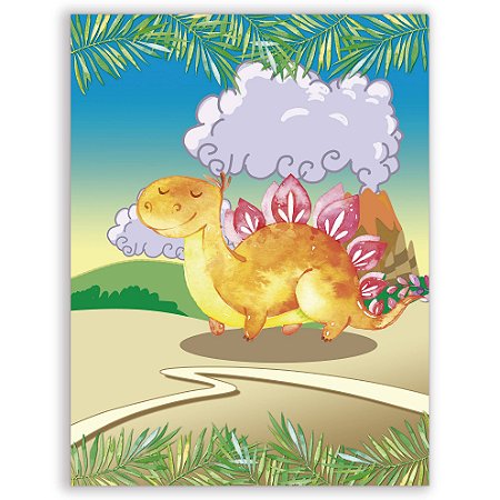 Faixa Lateral - Dinossauro Cute Aquarela - Sublimado 3D