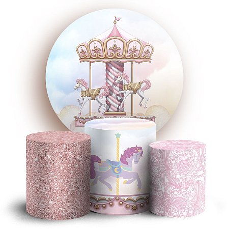 Capas Painel Redondo e Trio Cilindro Sublimado - Carrossel