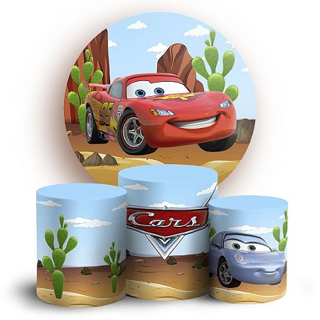 Capas Painel Redondo e Trio Cilindro Sublimado - Carros Pixar