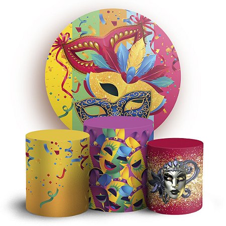 Capas Painel Redondo e Trio Cilindro Sublimado - Carnaval