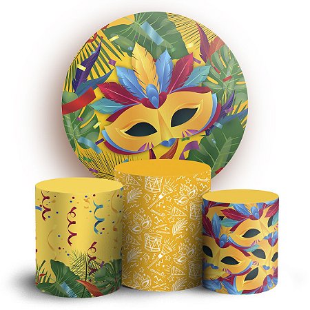 Capas Painel Redondo e Trio Cilindro Sublimado - Carnaval