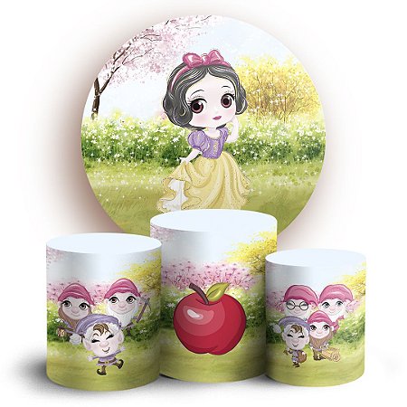 Capas Painel Redondo e Trio Cilindro Sublimado - Branca de Neve