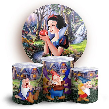 Capas Painel Redondo e Trio Cilindro Sublimado - Branca de Neve