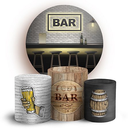 Capas Painel Redondo e Trio Cilindro Sublimado - Boteco