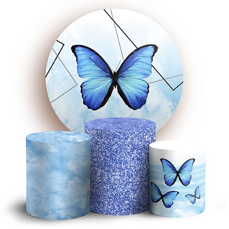 Capas Painel Redondo e Trio Cilindro Sublimado - Borboleta