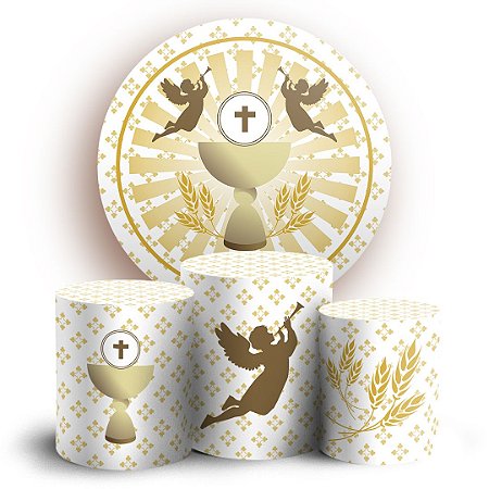 Capas Painel Redondo e Trio Cilindro Sublimado - Anjinho