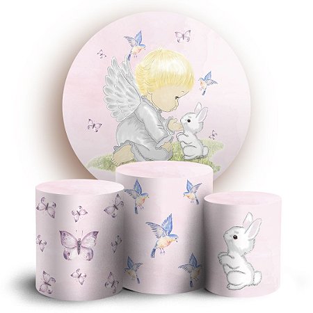 Capas Painel Redondo e Trio Cilindro Sublimado - Anjinho