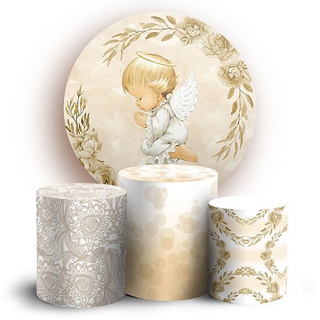 Capas Painel Redondo e Trio Cilindro Sublimado - Anjinho