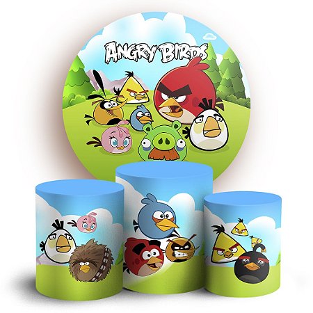 Capas Painel Redondo e Trio Cilindro Sublimado - Angry Birds