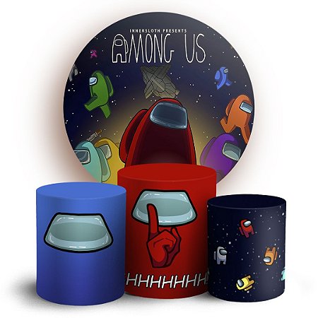 Capas Painel Redondo e Trio Cilindro Sublimado - Among Us