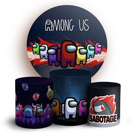 Capas Painel Redondo e Trio Cilindro Sublimado - Among Us