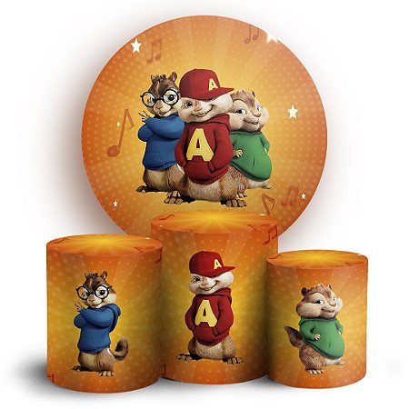 Capas Painel Redondo e Trio Cilindro Sublimado - Alvin e os Esquilos