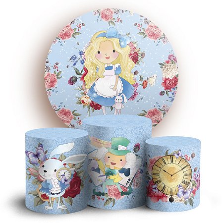 Capas Painel Redondo e Trio Cilindro Sublimado - Alice