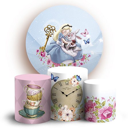 Capas Painel Redondo e Trio Cilindro Sublimado - Alice