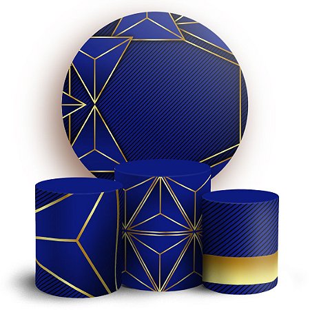 Capas Painel Redondo e Trio Cilindro Sublimado - Abstrato Azul