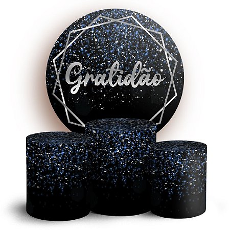 Capas Painel Redondo e Trio Cilindro Sublimado - Abstrato Gratidao