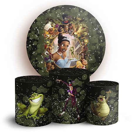 Capas Painel Redondo e Trio Cilindro Sublimado - A Princesa e o Sapo
