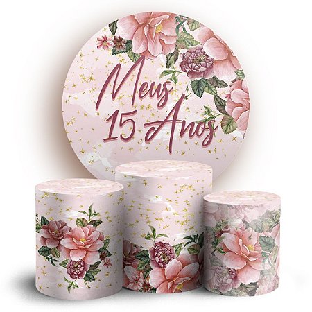 Capas Painel Redondo e Trio Cilindro Sublimado - 15 Anos