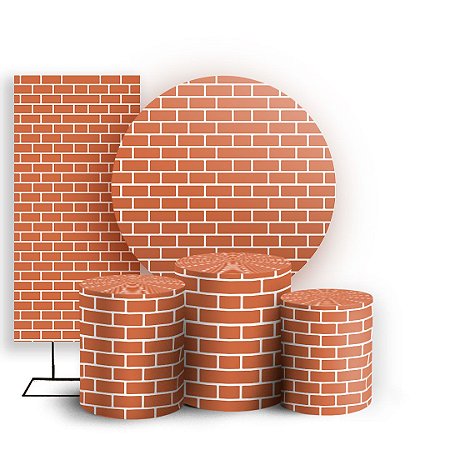 Capas Painel Redondo Trio Cilindro e Faixa Lateral Sublimado - Tijolo