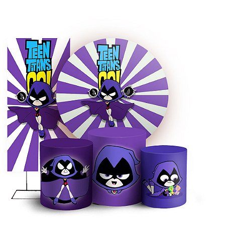 Capas Painel Redondo Trio Cilindro e Faixa Lateral Sublimado - Teen Titans