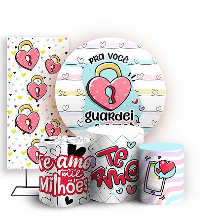 Capas Painel Redondo Trio Cilindro e Faixa Lateral Sublimado - Dia dos Namorados