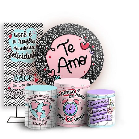 Capas Painel Redondo Trio Cilindro e Faixa Lateral Sublimado - Dia dos Namorados