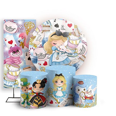 Capas Painel Redondo Trio Cilindro e Faixa Lateral Sublimado - Alice