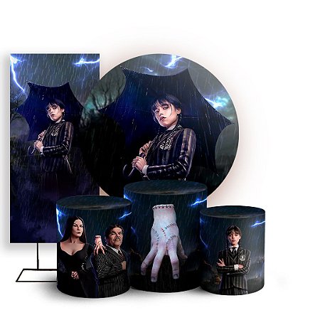 Capas Painel Redondo Trio Cilindro e Faixa Lateral Sublimado - Wandinha