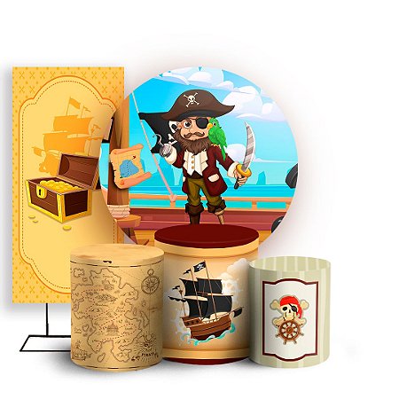 Capas Painel Redondo Trio Cilindro e Faixa Lateral Sublimado - Pirata