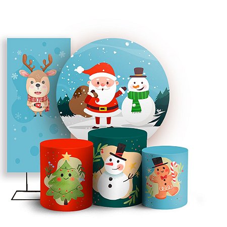 Capas Painel Redondo Trio Cilindro e Faixa Lateral Sublimado - Natal