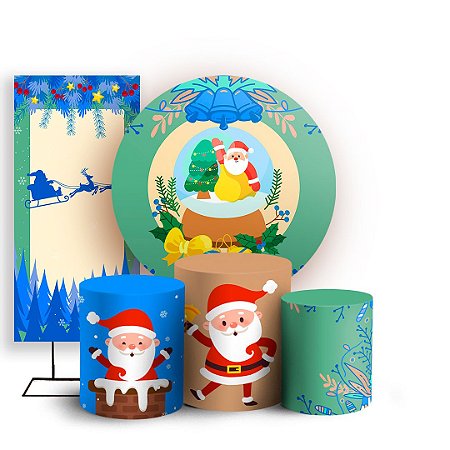 Capas Painel Redondo Trio Cilindro e Faixa Lateral Sublimado - Natal
