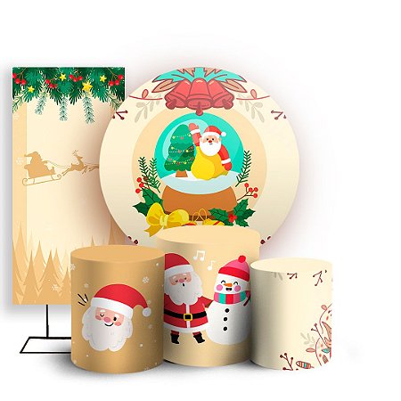 Capas Painel Redondo Trio Cilindro e Faixa Lateral Sublimado - Natal