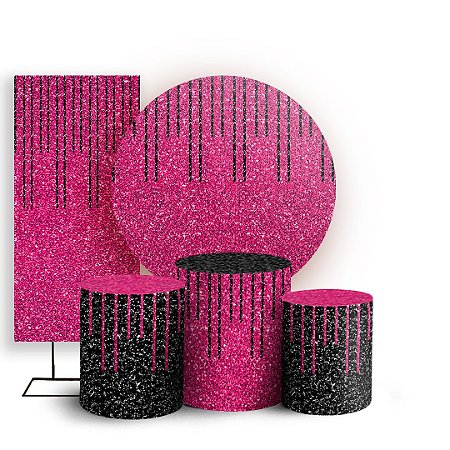 Capas Painel Redondo Trio Cilindro e Faixa Lateral Sublimado - Glitter