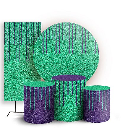 Capas Painel Redondo Trio Cilindro e Faixa Lateral Sublimado - Glitter