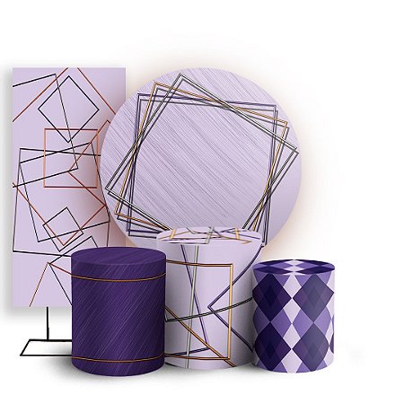 Capas Painel Redondo Trio Cilindro e Faixa Lateral Sublimado - Abstrato