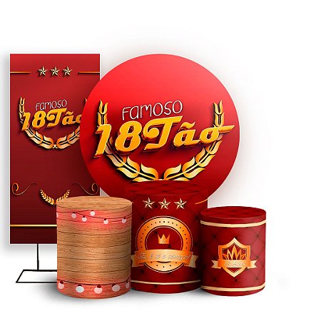 Capas Painel Redondo Trio Cilindro e Faixa Lateral Sublimado - 18 Anos