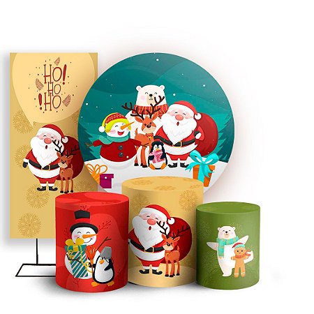 Capas Painel Redondo Trio Cilindro e Faixa Lateral Sublimado - Natal