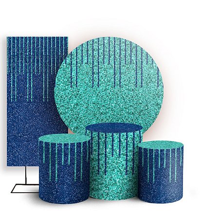 Capas Painel Redondo Trio Cilindro e Faixa Lateral Sublimado - Glitter