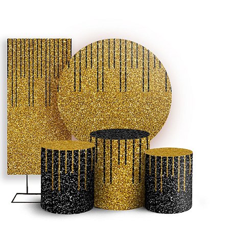 Capas Painel Redondo Trio Cilindro e Faixa Lateral Sublimado - Glitter