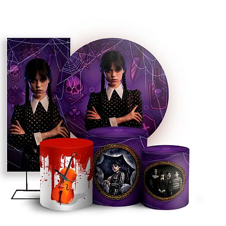 Capas Painel Redondo Trio Cilindro e Faixa Lateral Sublimado - Wandinha