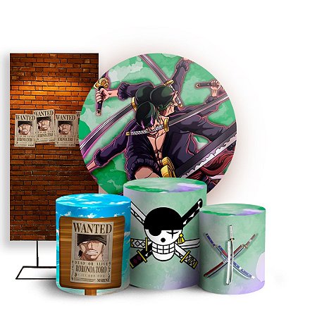 Capas Painel Redondo Trio Cilindro e Faixa Lateral Sublimado - One Piece Zoro