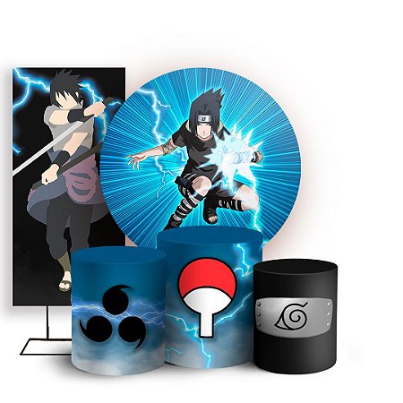 Capas Painel Redondo Trio Cilindro e Faixa Lateral Sublimado - Naruto